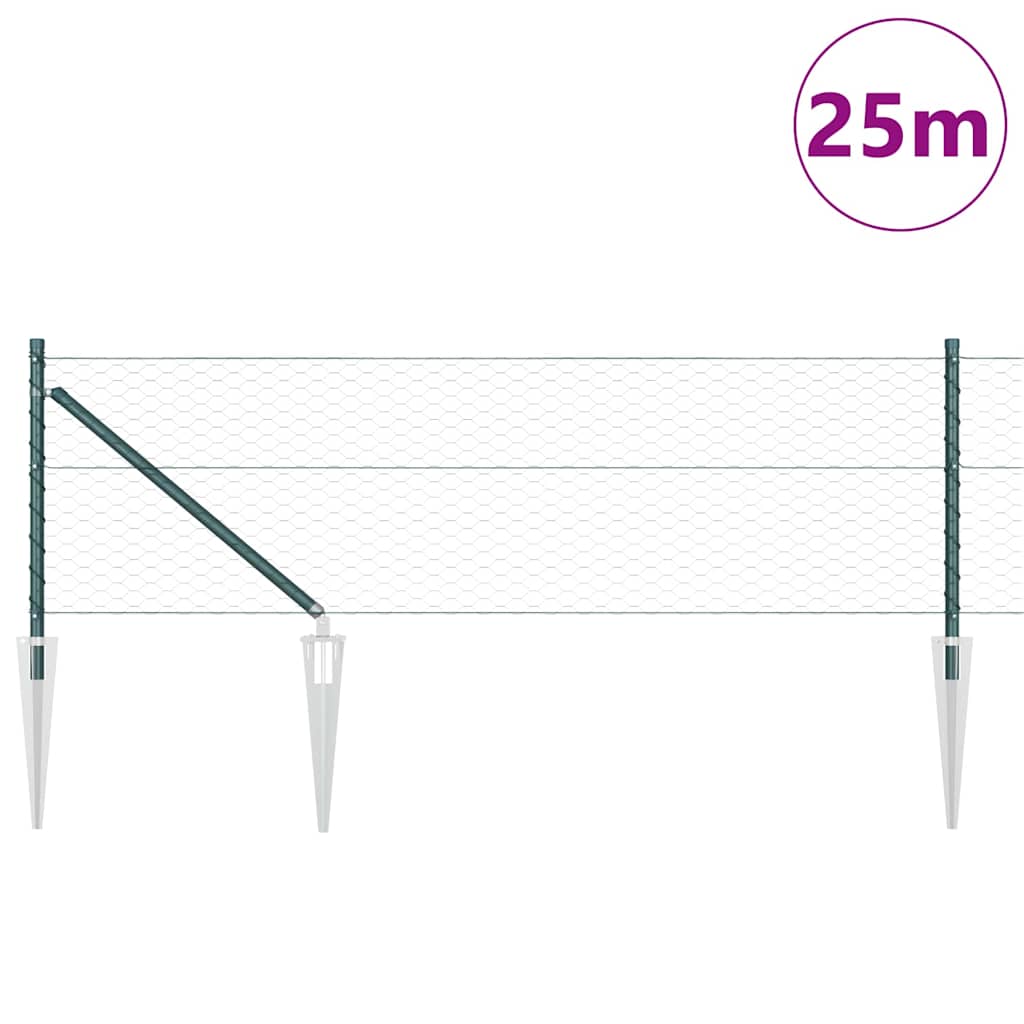 Vidaxl afrasteringspaal groen 25 x 0,6 m (36 mm gaas) staal en pvc