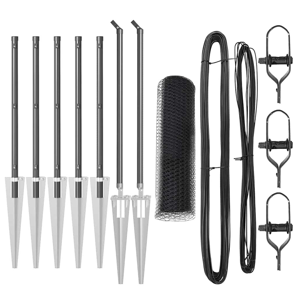 Vidaxl afrasteringspaal grijs 10 x 0,4 m (13 mm gaas) staal en pvc