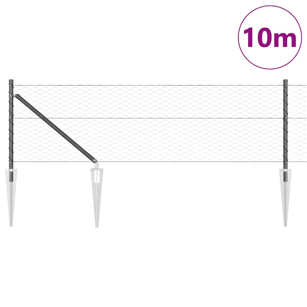 Vidaxl afrasteringspaal grijs 10 x 0,6 m (36 mm gaas) staal en pvc