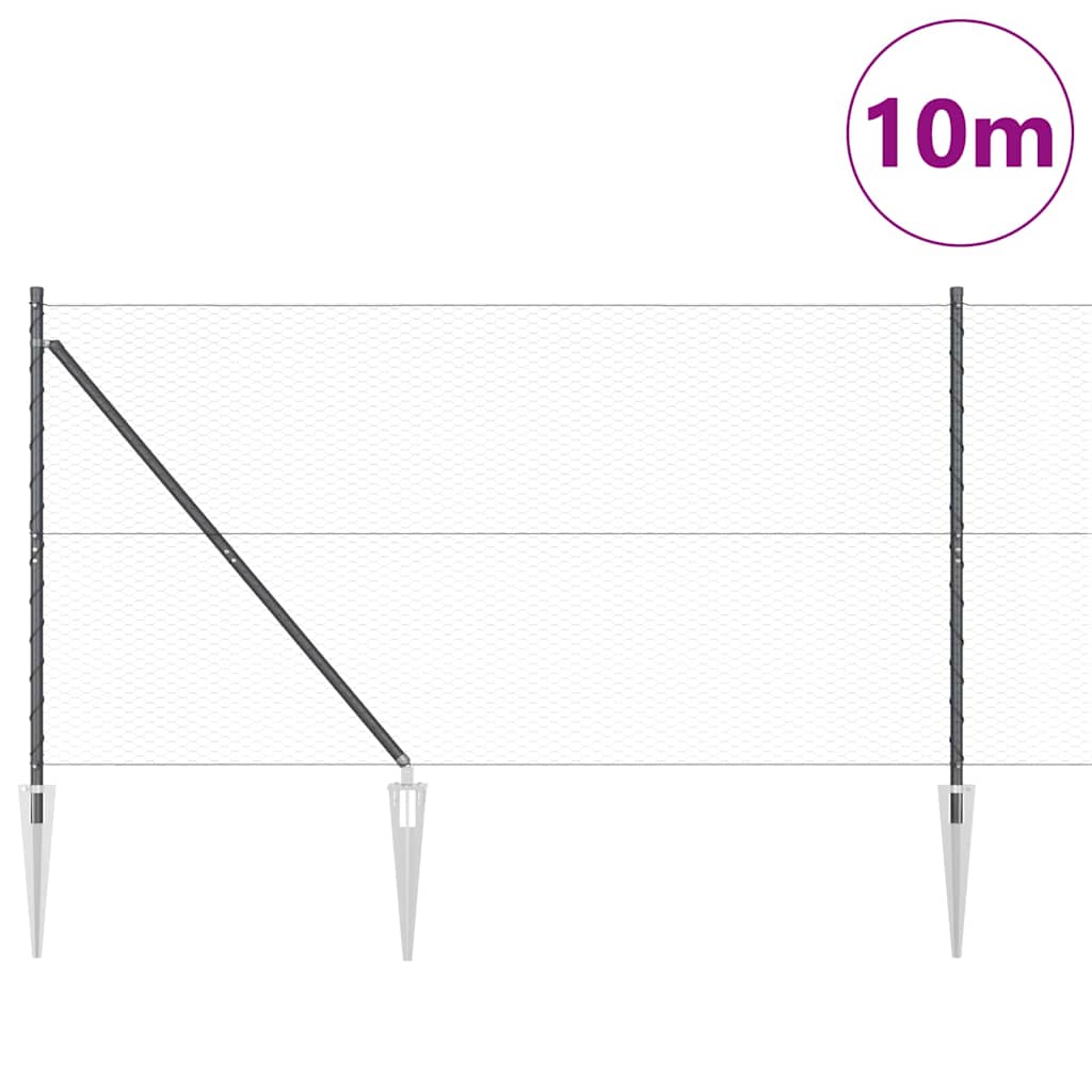 Vidaxl afrasteringspaal grijs 10 x 1,4 m (25 mm gaas) staal en pvc