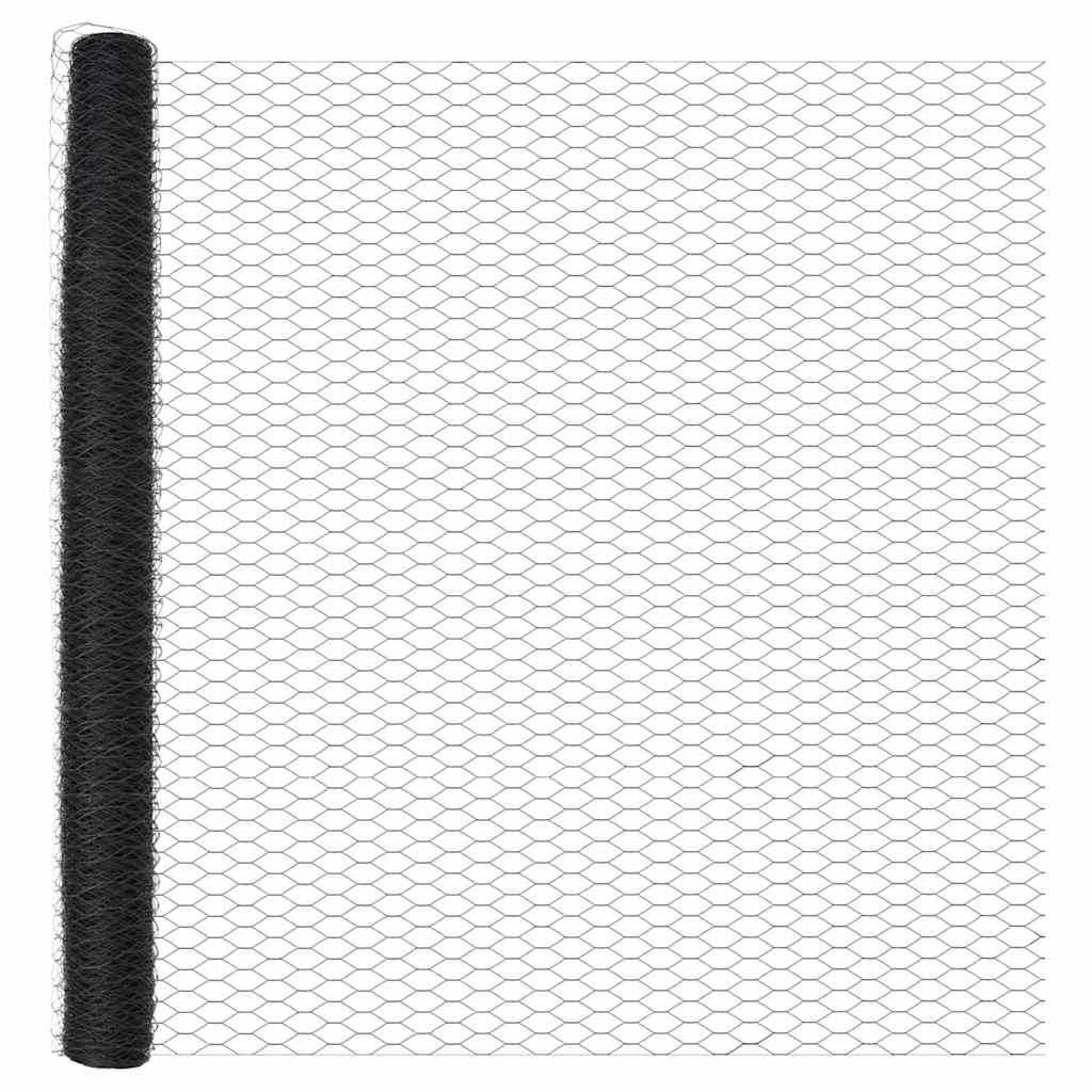Vidaxl afrasteringspaal grijs 10 x 1,6 m (50 mm gaas) staal en pvc