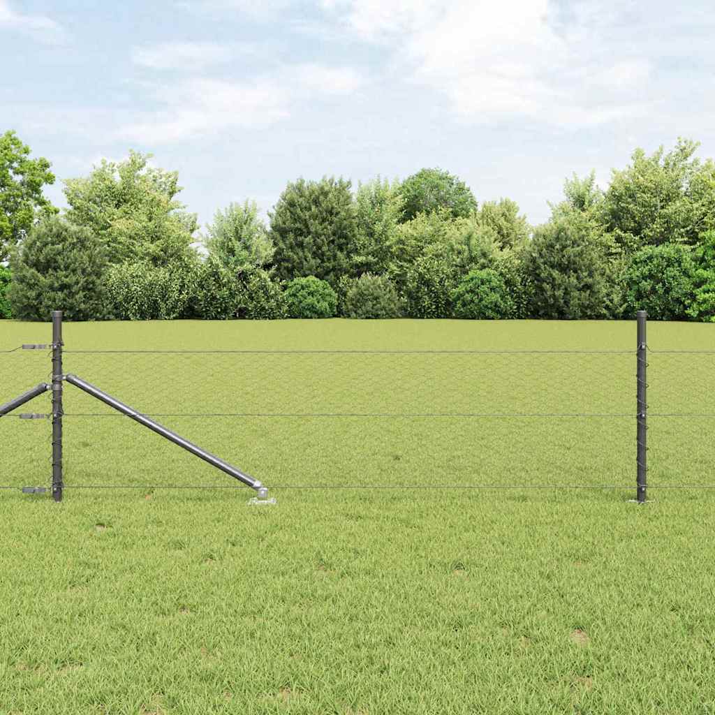 Vidaxl afrasteringspaal grijs 25 x 0,8 m (25 mm gaas) staal en pvc