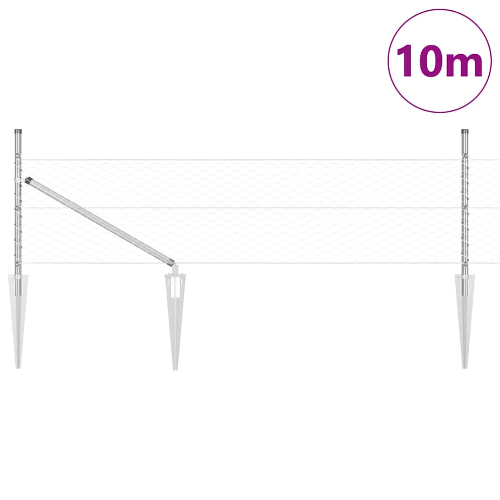 Vidaxl afrasteringspaal zilver 10 x 0,8 m (36 mm gaas) staal