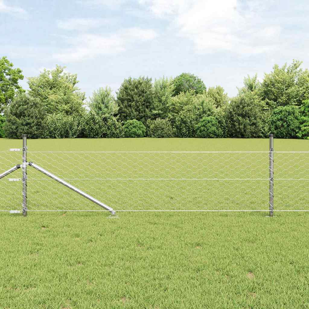 Vidaxl afrasteringspaal zilver 10 x 0,8 m (50 mm gaas) staal