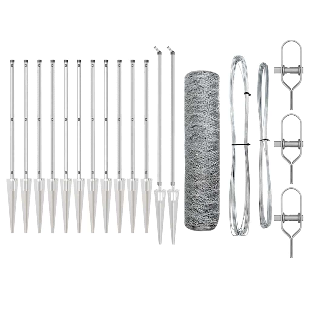 Vidaxl afrasteringspaal zilver 10 x 1 m (50 mm gaas) staal