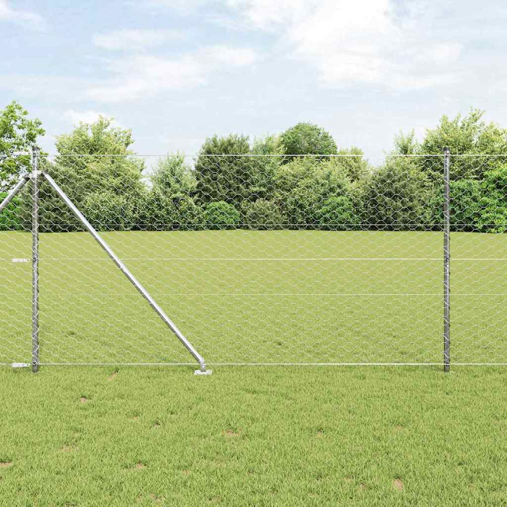 Vidaxl afrasteringspaal zilver 10 x 1,2 m (50 mm gaas) staal