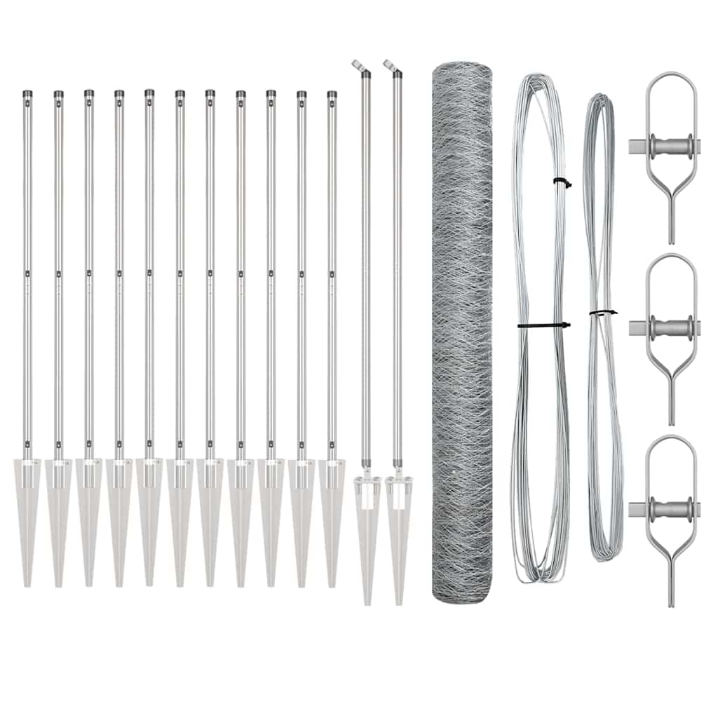Vidaxl afrasteringspaal zilver 10 x 1,2 m (50 mm gaas) staal