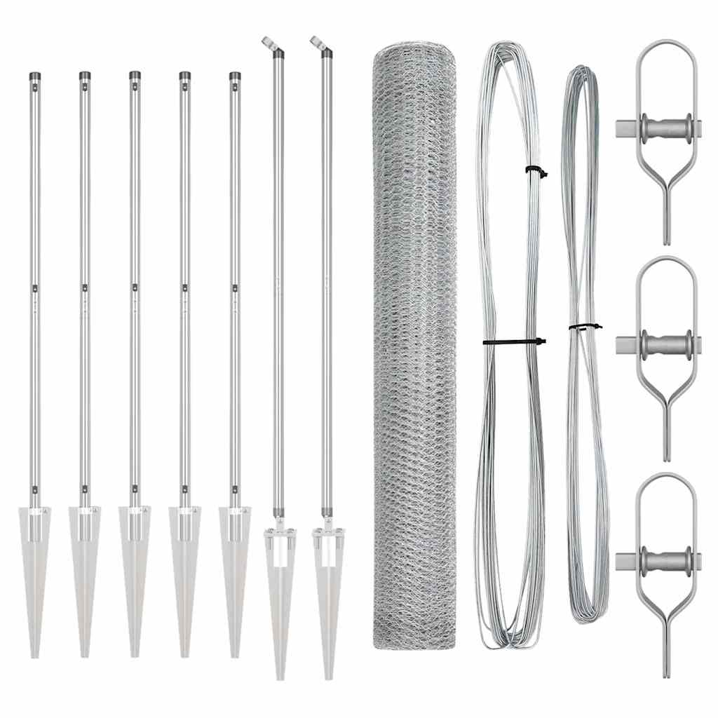 Vidaxl afrasteringspaal zilver 10 x 1,4 m (13 mm gaas) staal