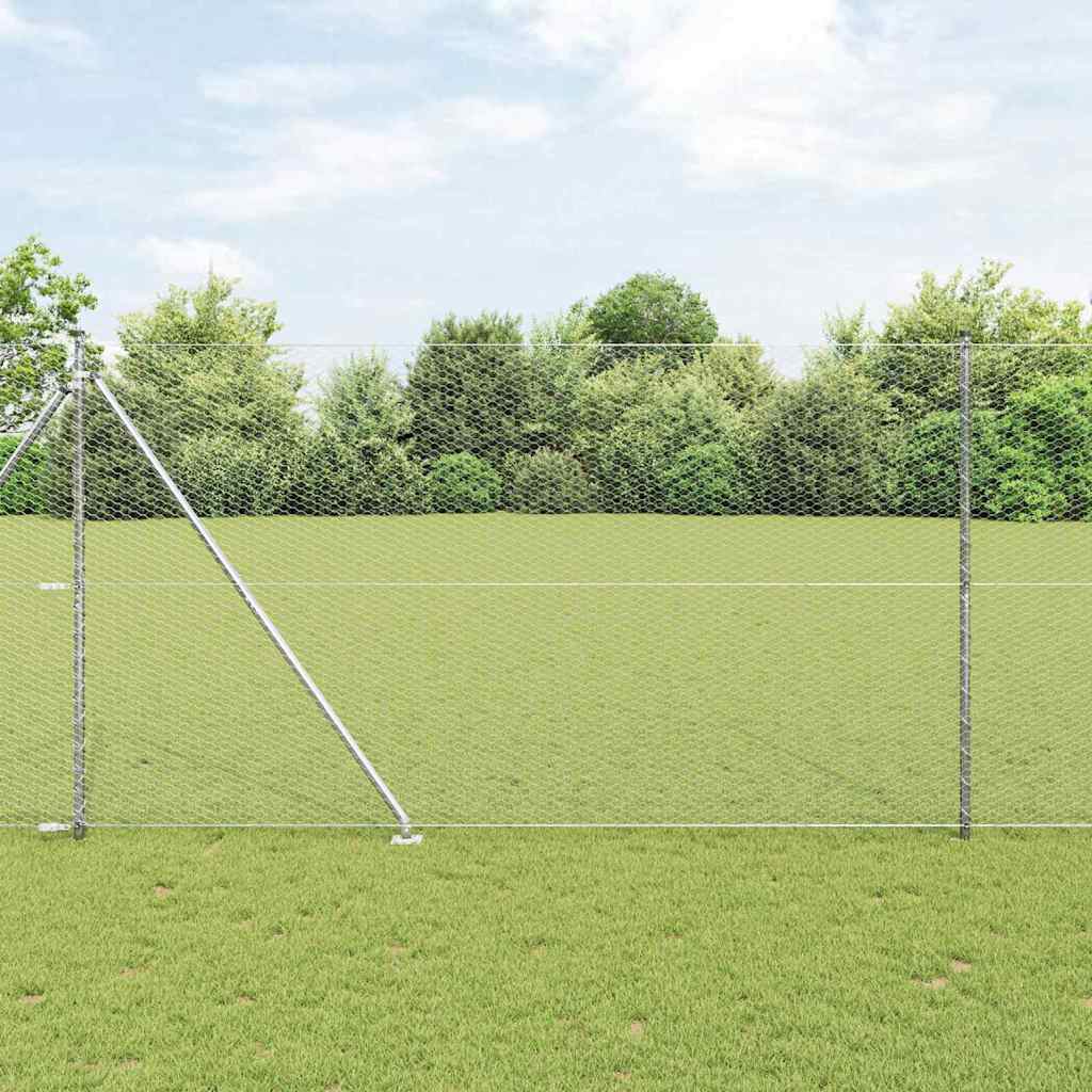 Vidaxl afrasteringspaal zilver 10 x 1,5 m (25 mm gaas) staal