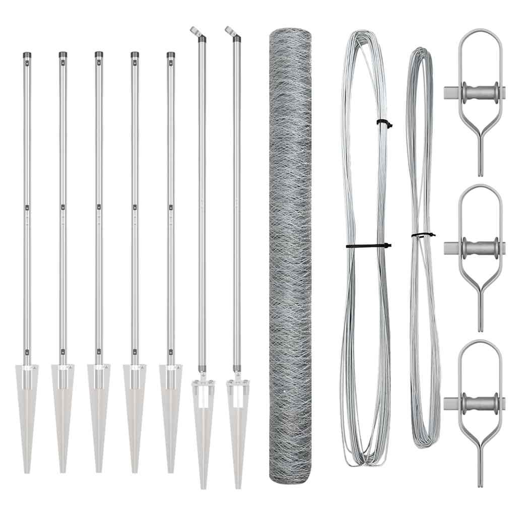 Vidaxl afrasteringspaal zilver 10 x 1,6 m (50 mm gaas) staal