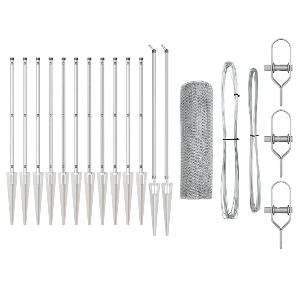 Vidaxl afrasteringspaal zilver 25 x 0,6 m (13 mm gaas) staal