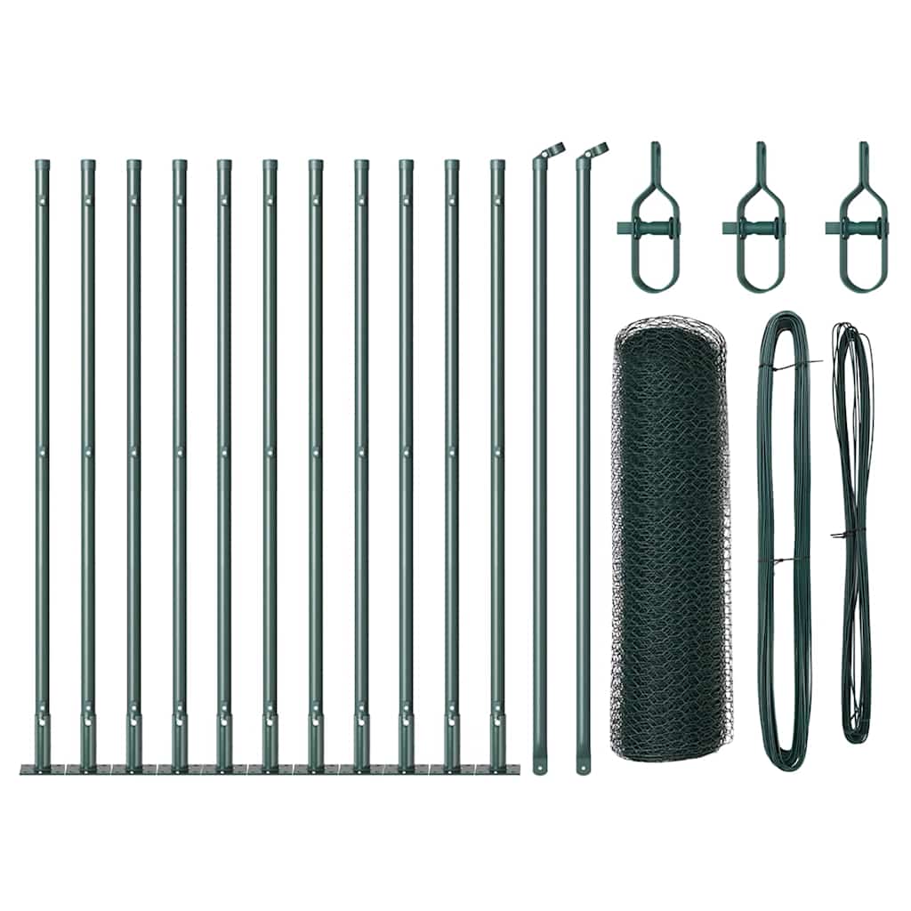 Vidaxl afrasteringspaal groen 25 x 0,5 m (13 mm gaas) staal