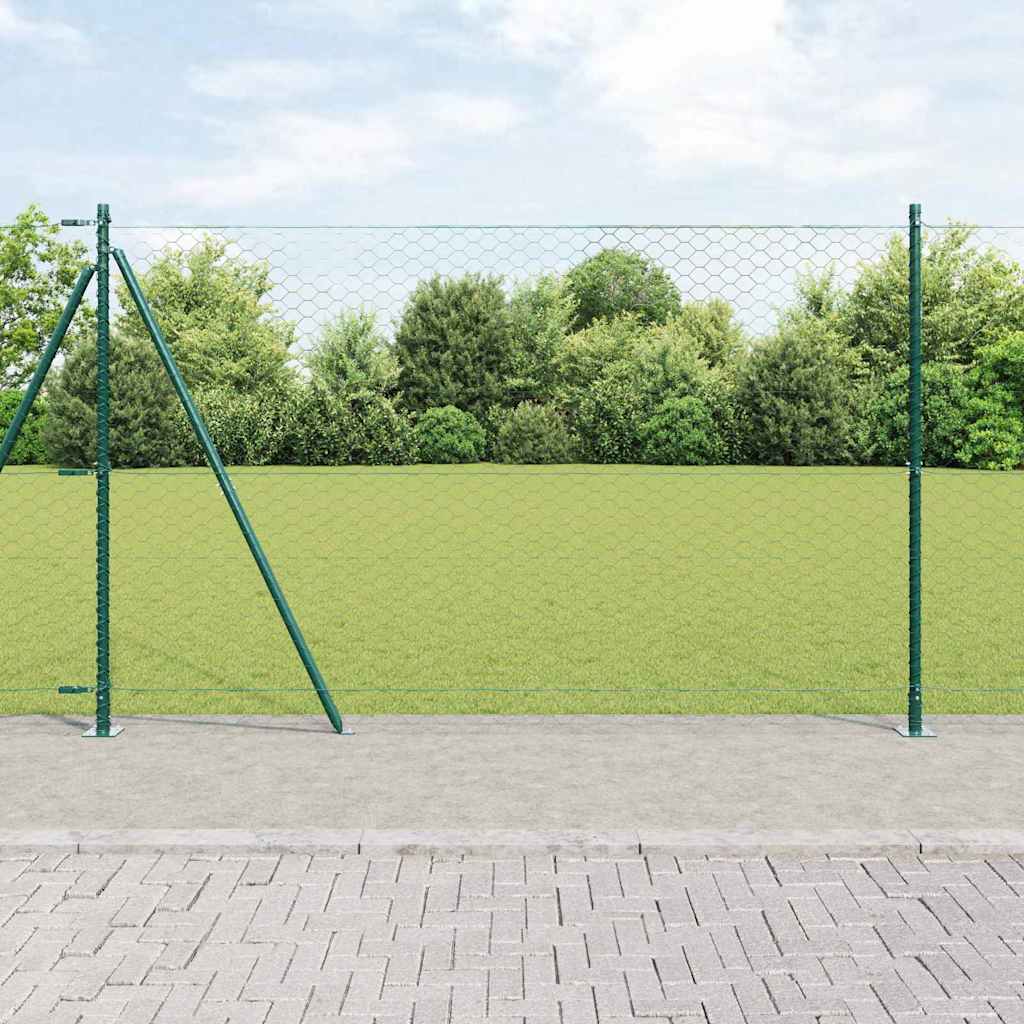 Vidaxl afrasteringspaal groen 25 x 1,4 m (50 mm gaas) staal en pvc