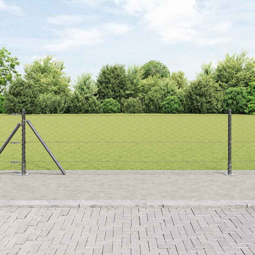 Vidaxl afrasteringspaal grijs 25 x 0,6 m (50 mm gaas) staal en pvc