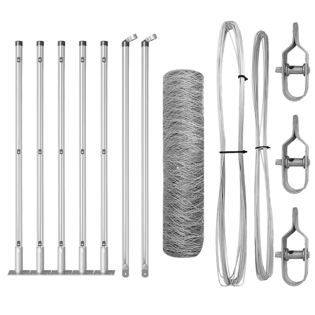 Vidaxl afrasteringspaal zilver 10 x 0,4 m (50 mm mesh) staal