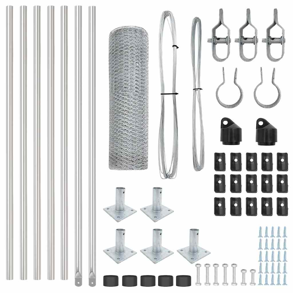 Vidaxl afrasteringspaal zilver 10 x 0,5 m (13 mm gaas) staal