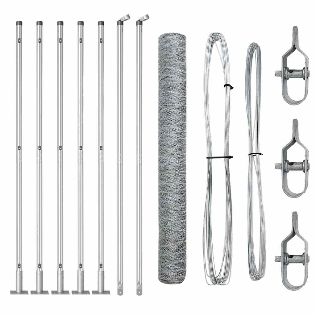 Vidaxl afrasteringspaal zilver 10 x 1 m (50 mm gaas) staal