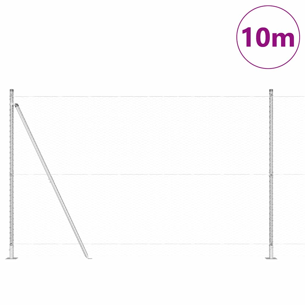 Vidaxl afrasteringspaal zilver 10 x 1,4 m (25 mm gaas) staal