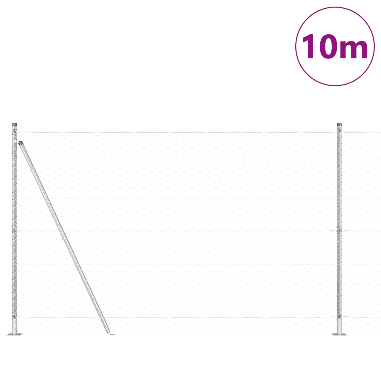 Vidaxl afrasteringspaal zilver 10 x 1,5 m (50 mm gaas) staal