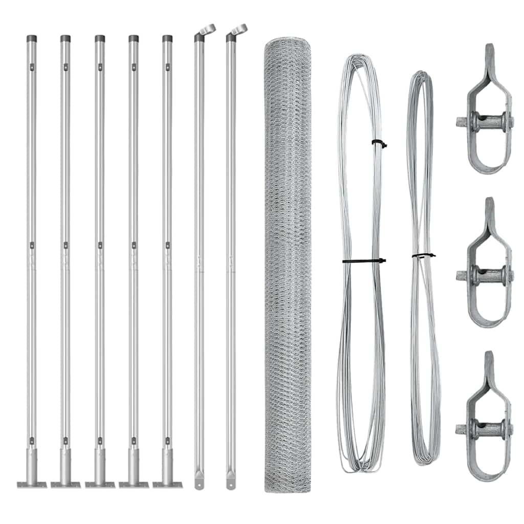 Vidaxl afrasteringspaal zilver 10 x 1,6 m (13 mm gaas) staal