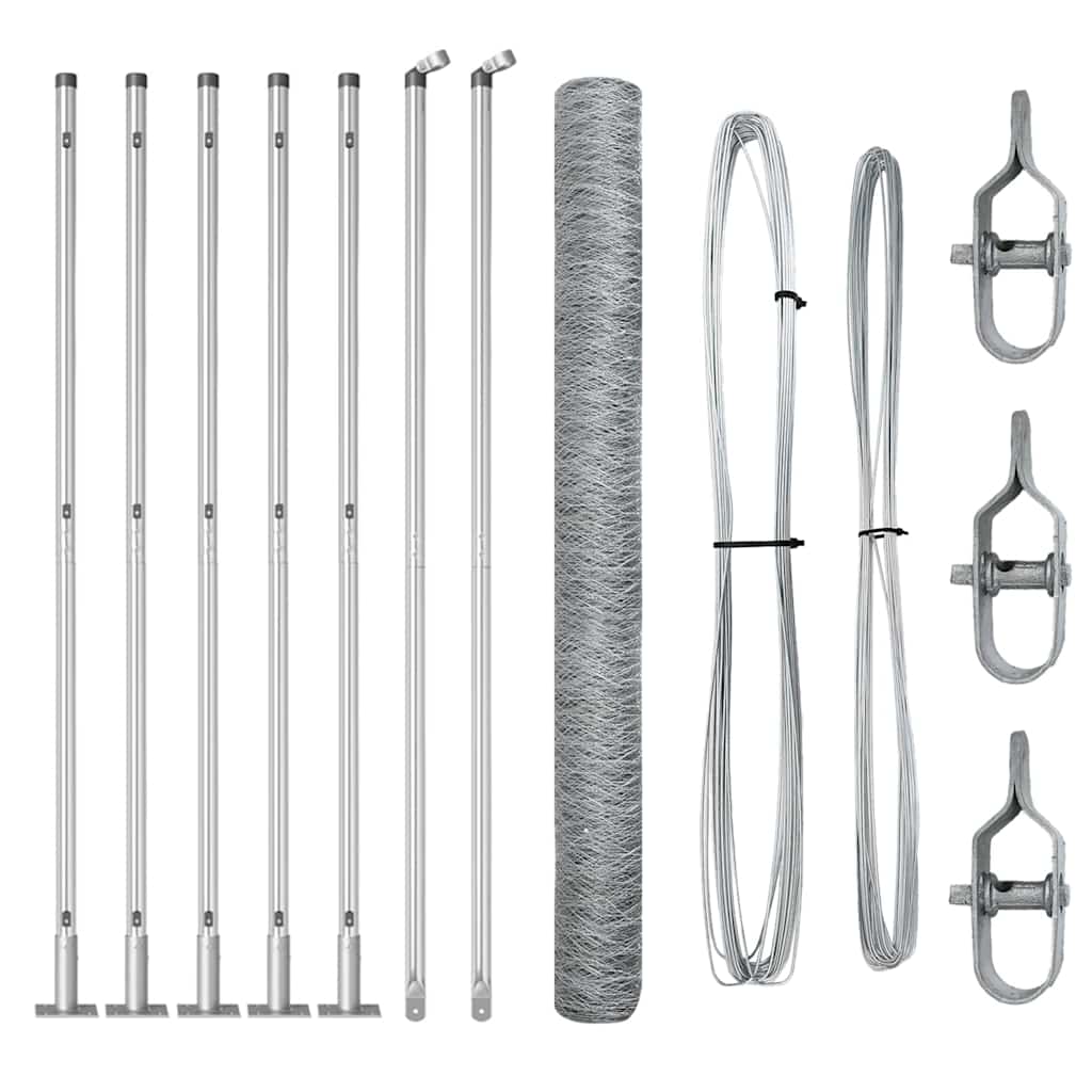 Vidaxl afrasteringspaal zilver 10 x 1,6 m (36 mm gaas) staal