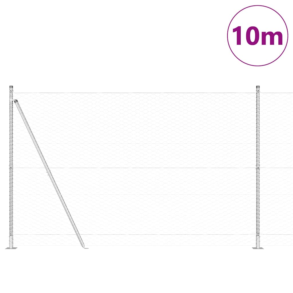 Vidaxl afrasteringspaal zilver 10 x 1,6 m (36 mm gaas) staal