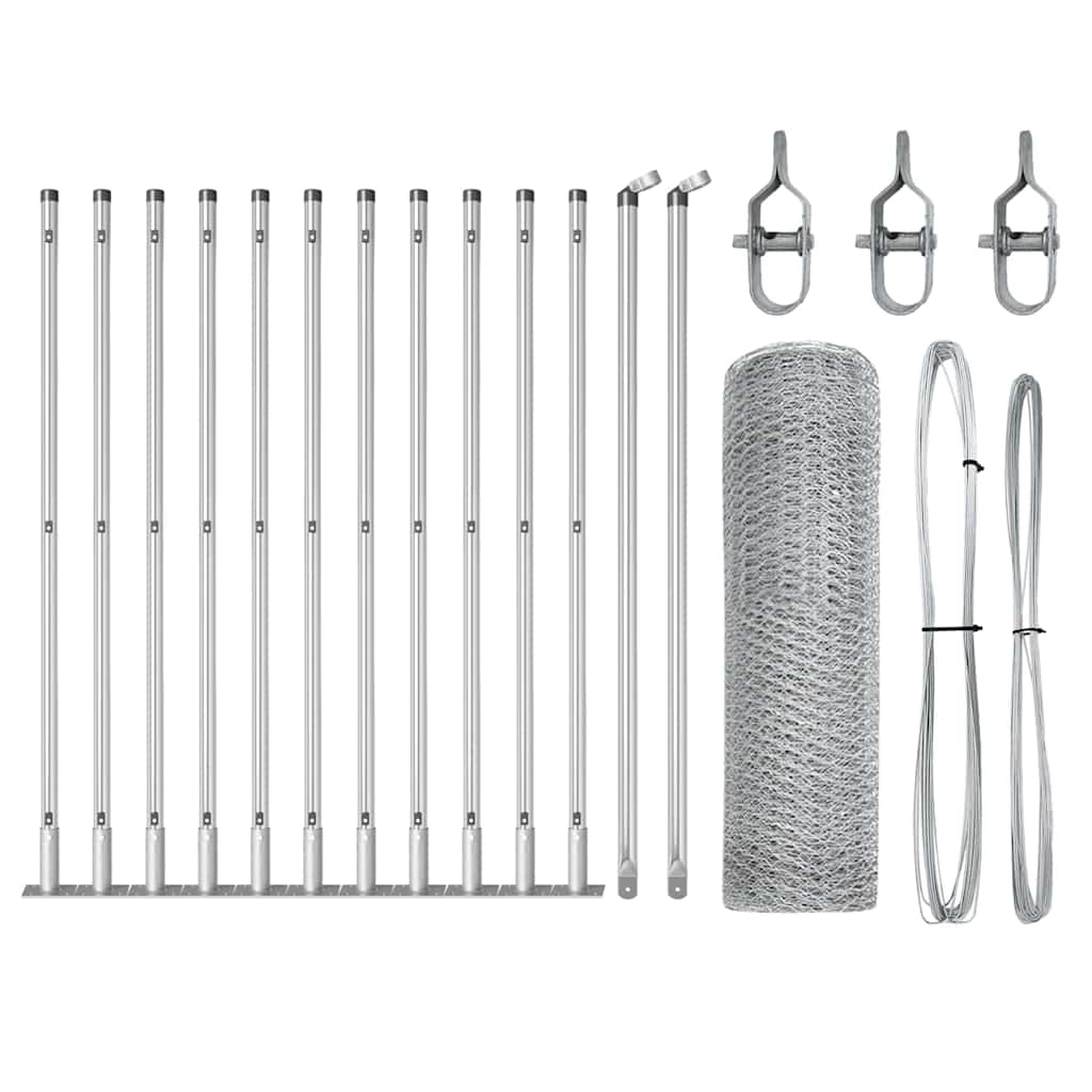 Vidaxl afrasteringspaal zilver 25 x 0,6 m (13 mm gaas) staal