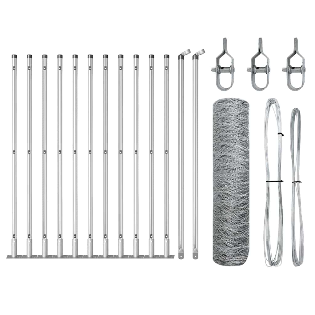 Vidaxl afrasteringspaal zilver 25 x 0,6 m (50 mm gaas) staal