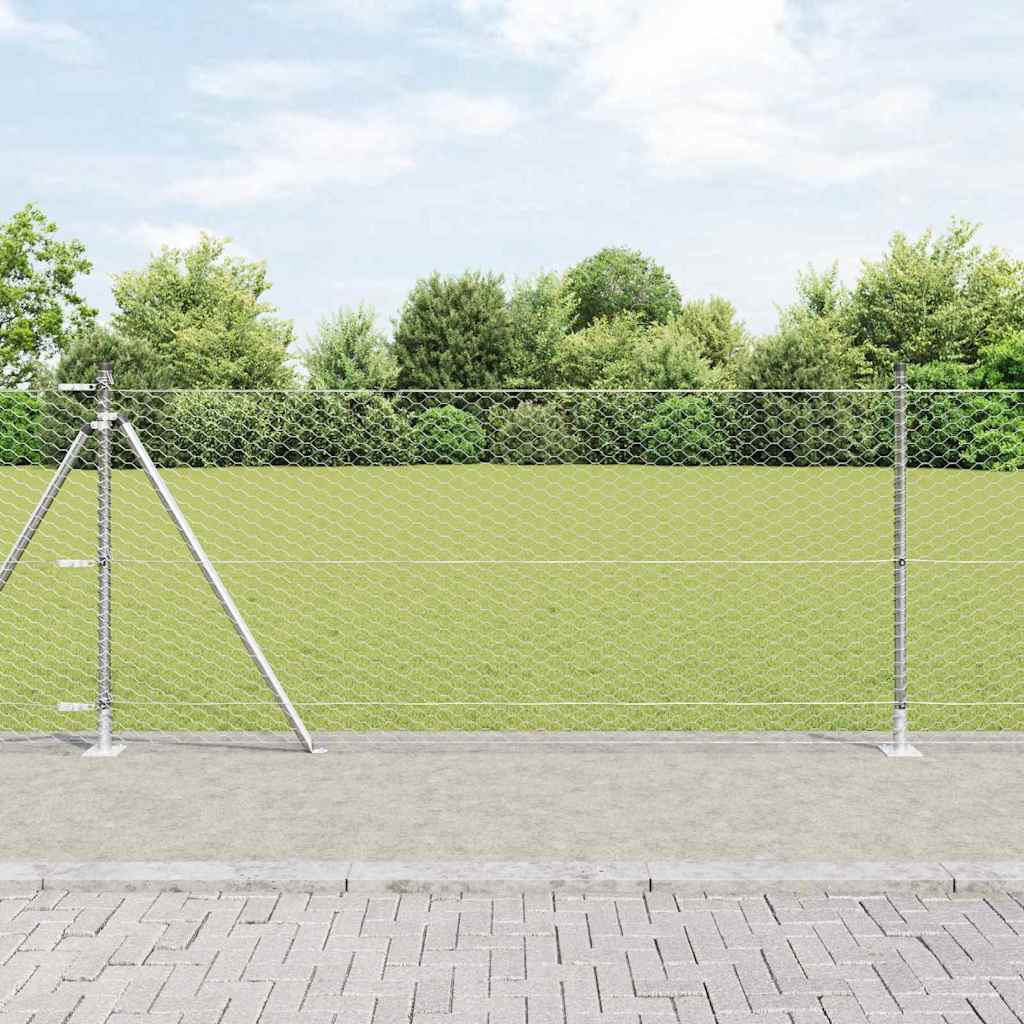 Vidaxl afrasteringspaal zilver 25 x 0,8 m (36 mm gaas) staal