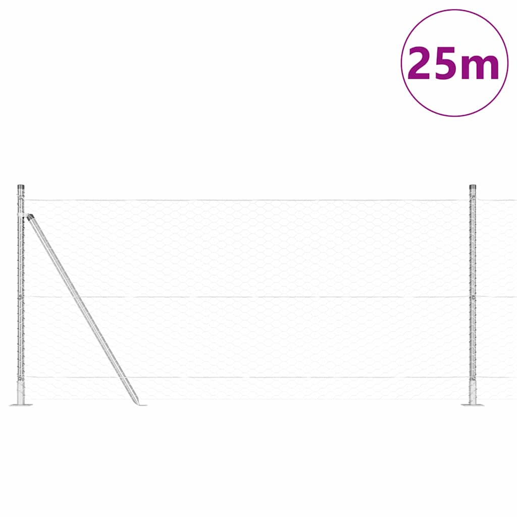 Vidaxl afrasteringspaal zilver 25 x 0,8 m (36 mm gaas) staal