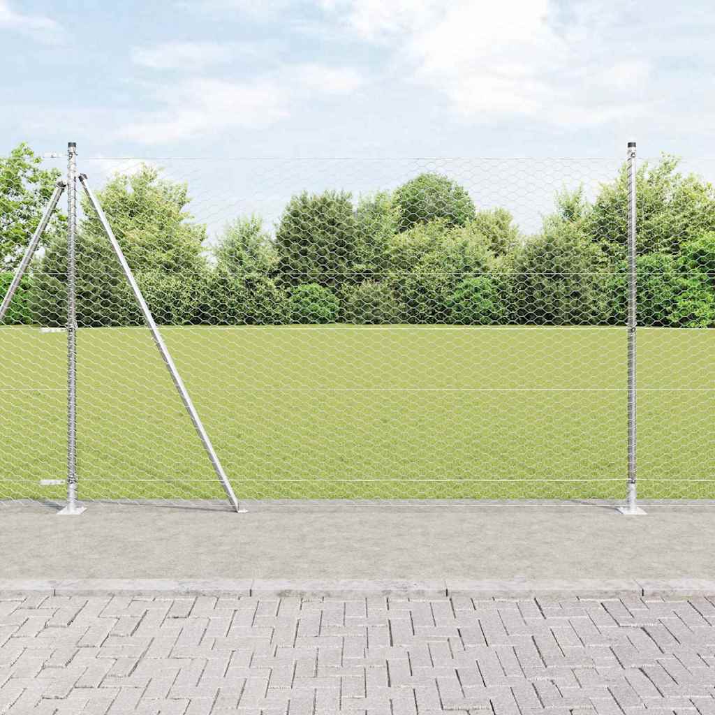 Vidaxl afrasteringspaal zilver 25 x 1,5 m (36 mm gaas) staal