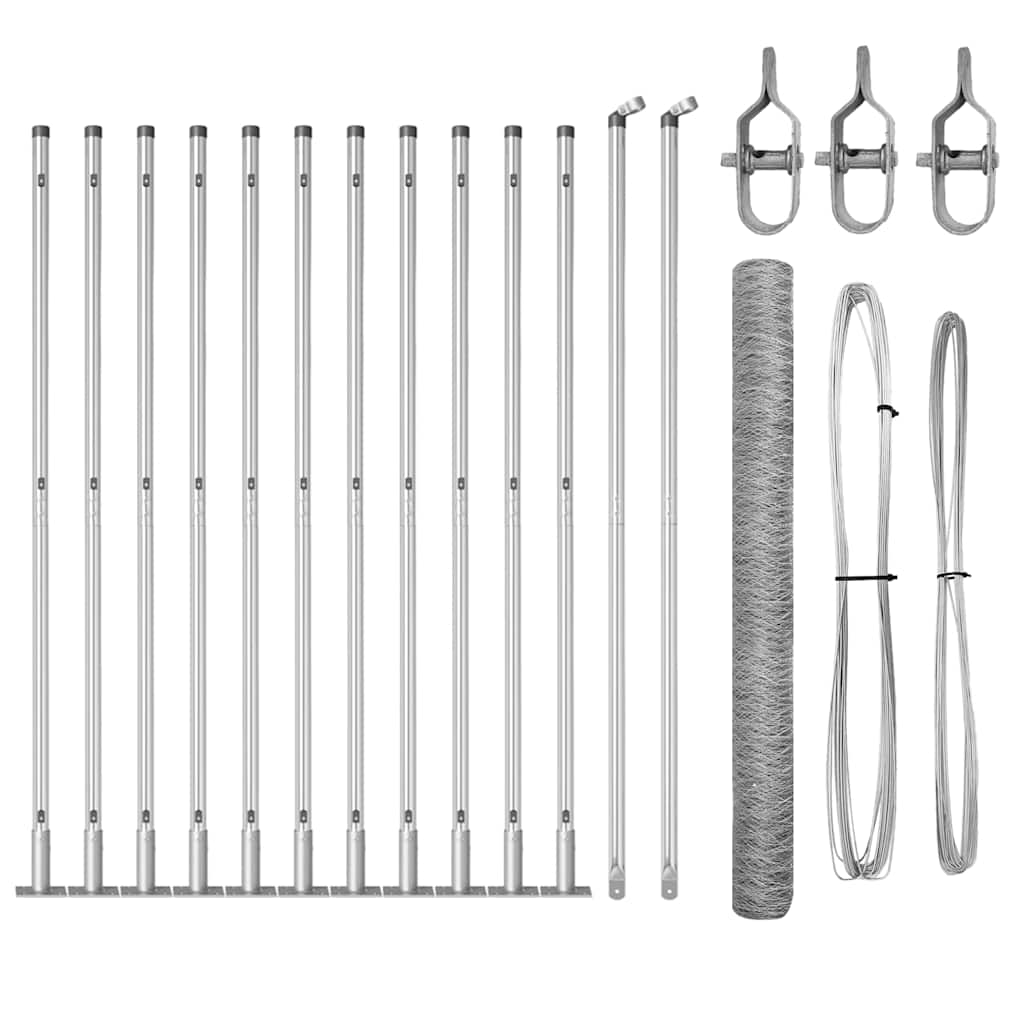 Vidaxl afrasteringspaal zilver 25 x 1,5 m (36 mm gaas) staal