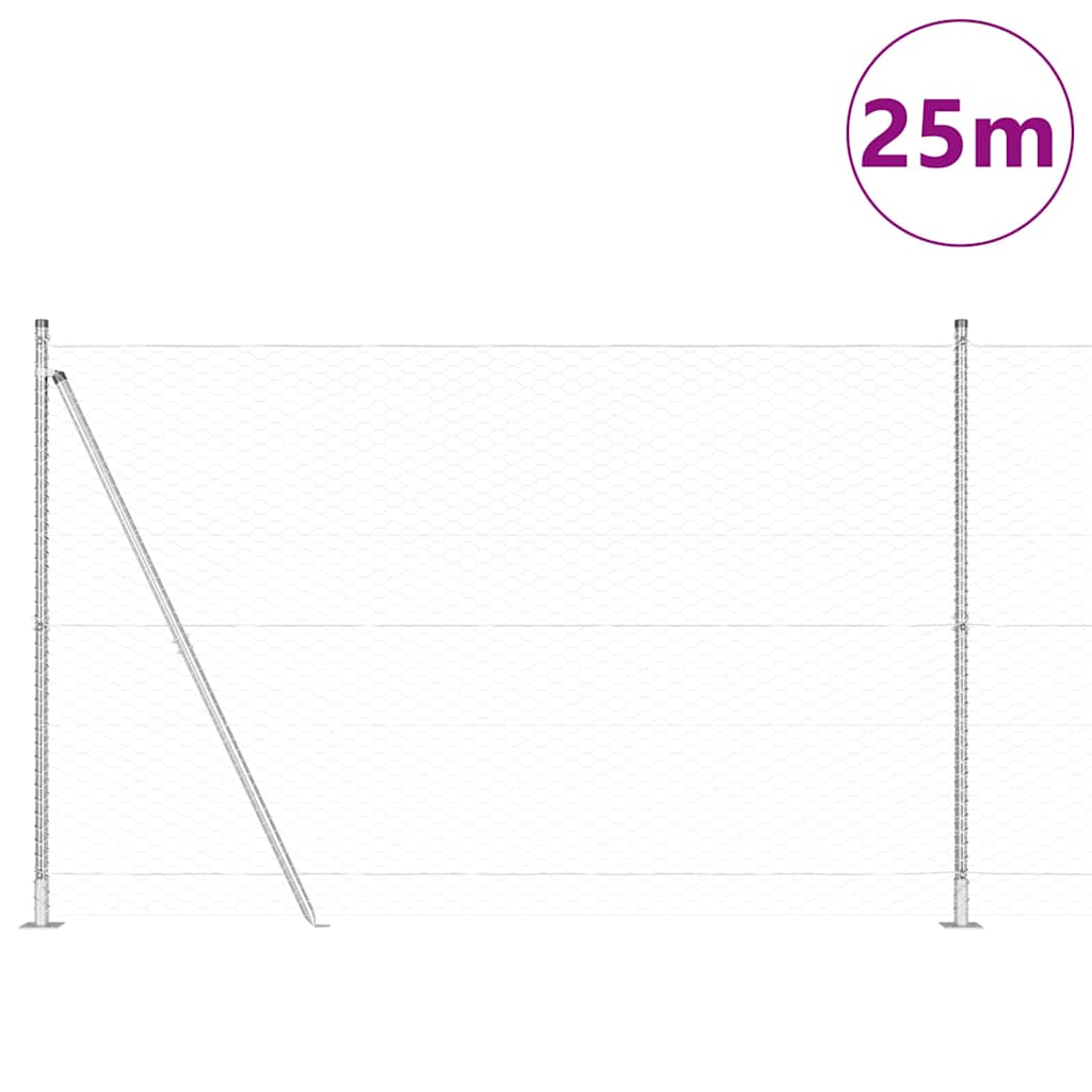Vidaxl afrasteringspaal zilver 25 x 1,5 m (36 mm gaas) staal