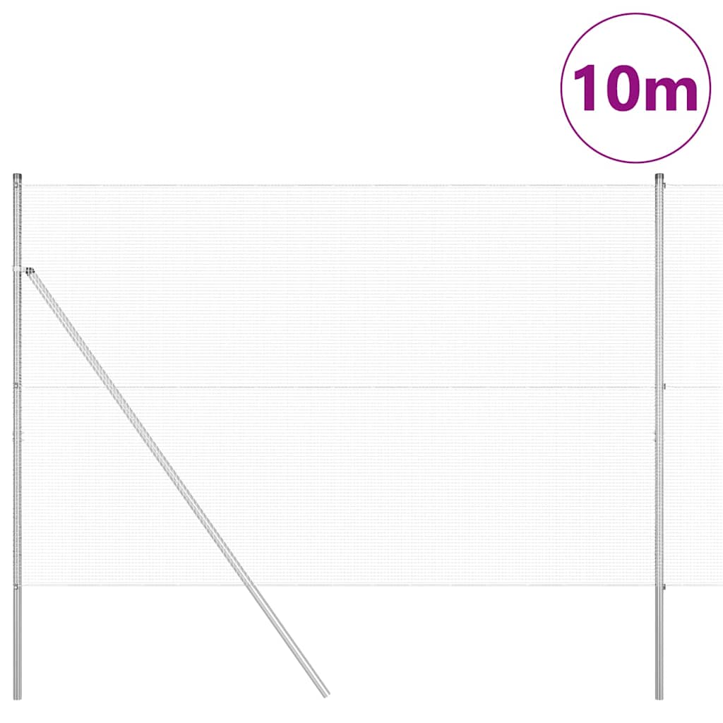 Vidaxl afrasteringspaal zilver 10 x 1,5 m (12 x 12 mm gaas) staal