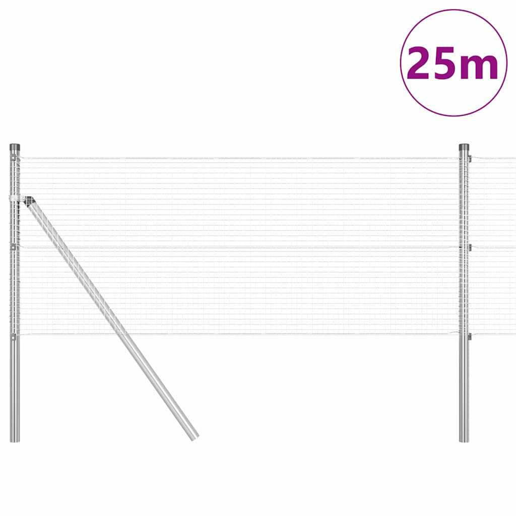Vidaxl afrasteringspaal zilver 25 x 0,4 m (16 x 16 mm gaas) staal