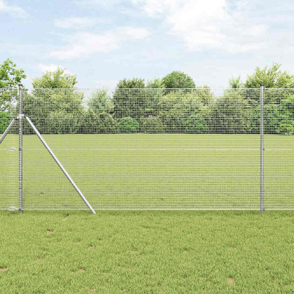Vidaxl afrasteringspaal zilver 25 x 1,2 m (16 x 16 mm gaas) staal