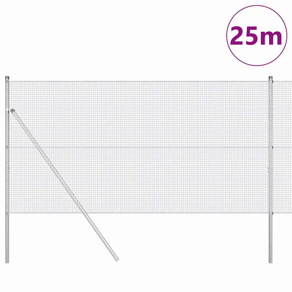 Vidaxl afrasteringspaal zilver 25 x 1,2 m (16 x 16 mm gaas) staal