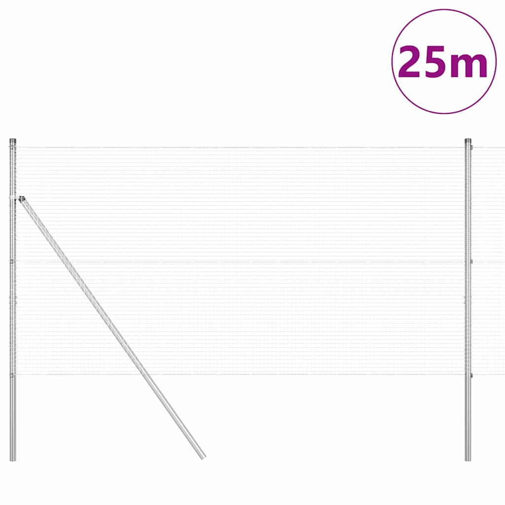 Vidaxl afrasteringspaal zilver 25 x 1,2 m (19 x 19 mm gaas) staal