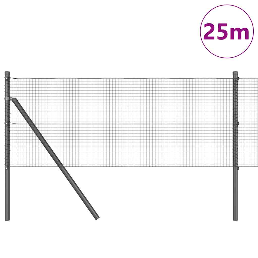 Vidaxl afrasteringspaal grijs 25 x 0,4 m (19 x 19 mm gaas)