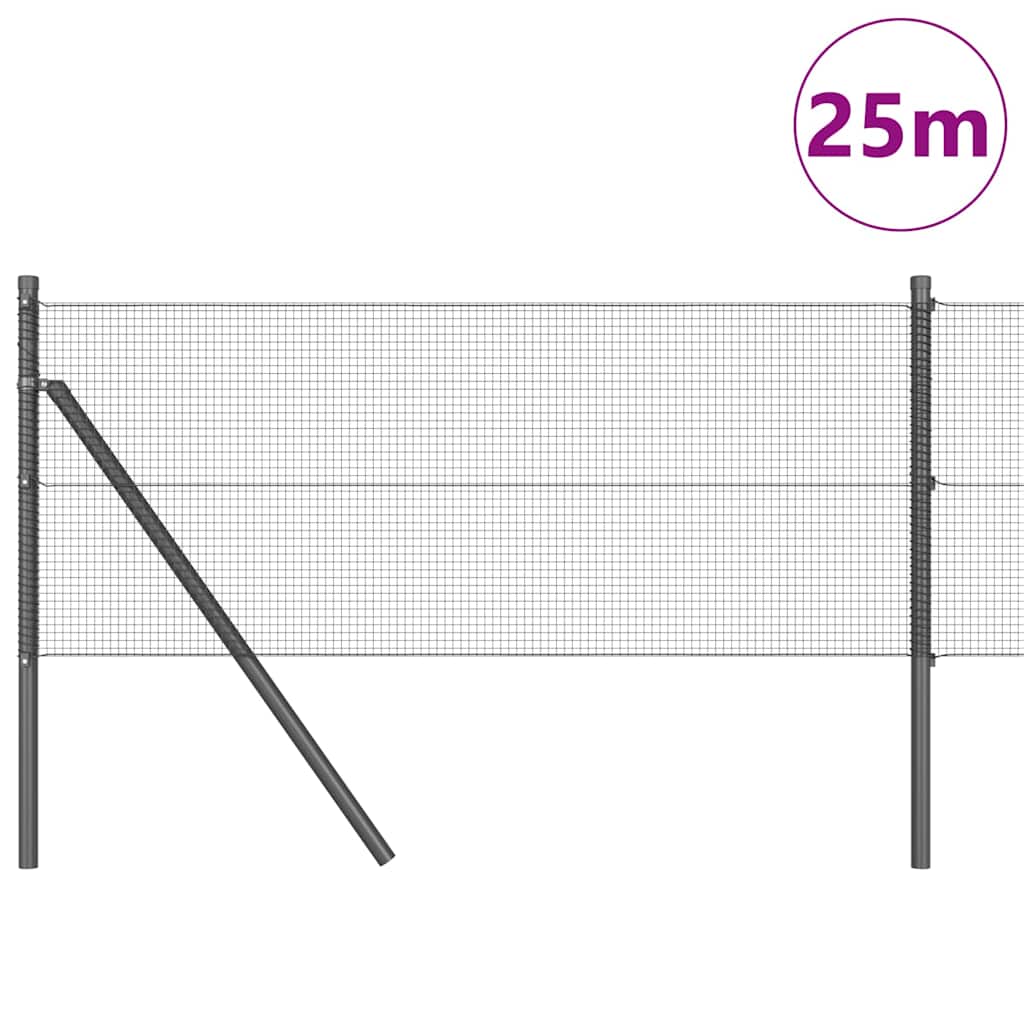 Vidaxl afrasteringspaal grijs 25 x 0,6 m (12 x 12 mm gaas)
