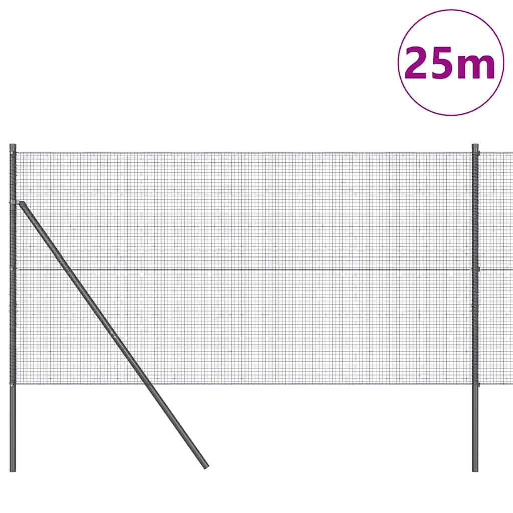 Vidaxl afrasteringspaal grijs 25 x 1,2 m (16 x 16 mm gaas)