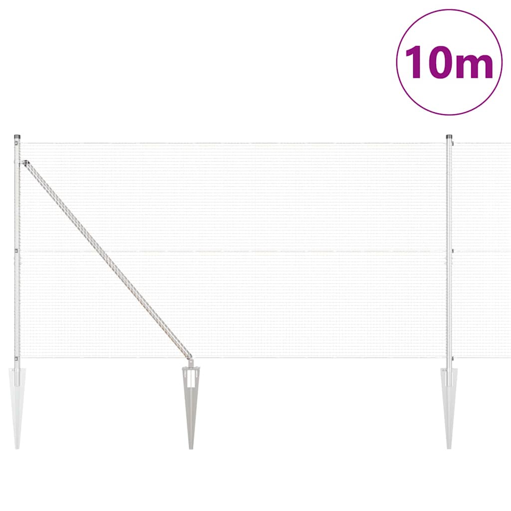 Vidaxl afrasteringspaal zilver 10 x 1,4 m (16 x 16 mm gaas) staal
