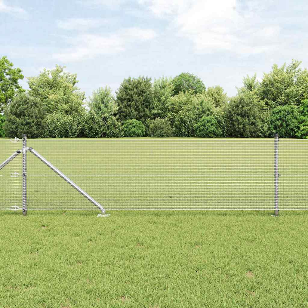 Vidaxl afrasteringspaal zilver 25 x 0,6 m (12 x 12 mm gaas) staal