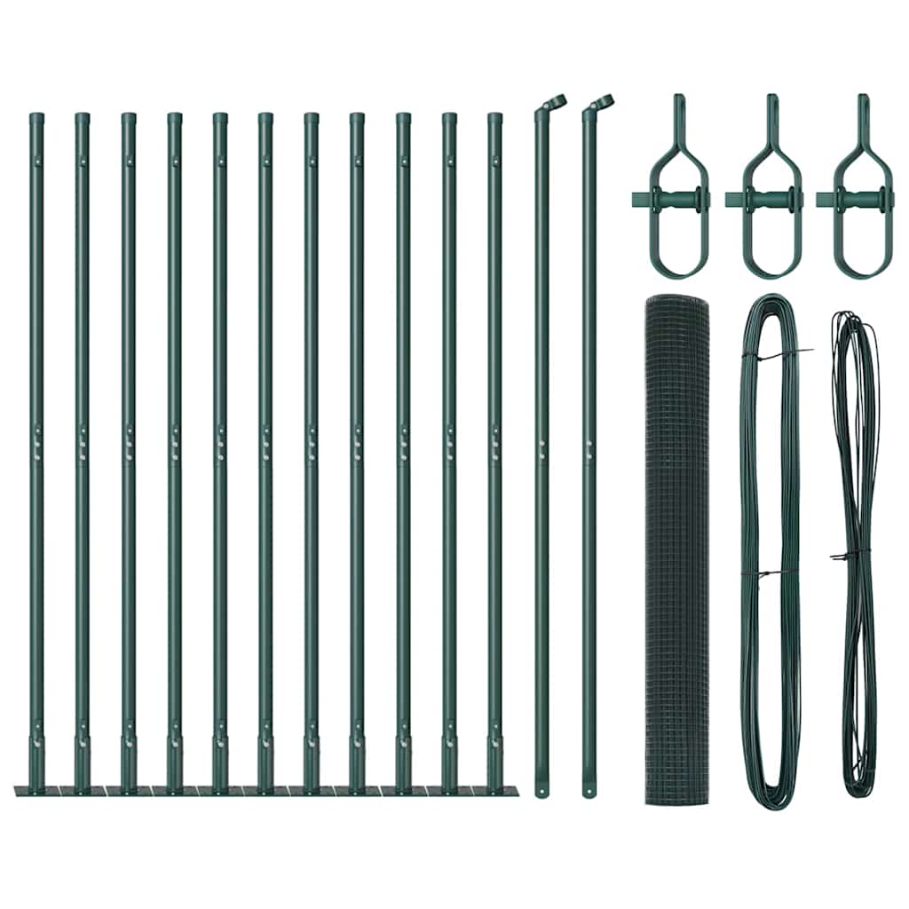 Vidaxl afrasteringspaal groen 25 x 1 m (25 x 25 mm gaas) staal