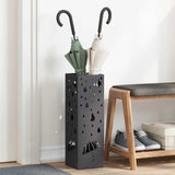 Vidaxl paraplu standaard met opslag zwart 15,5 x 15,5 x 49 cm metaal
