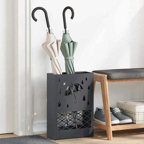 Vidaxl paraplu standaard antraciet 28 x 12 x 41 cm staal