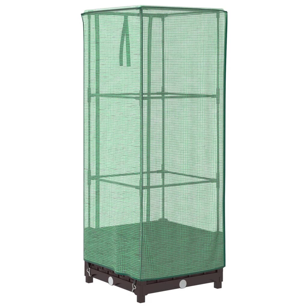 Vidaxx jardinière surélevée avec couverture de serre 40x40x123 cm aspect rotin
