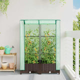 Vidaxx jardinière surélevée avec couverture de serre 80x40x123 cm aspect rotin
