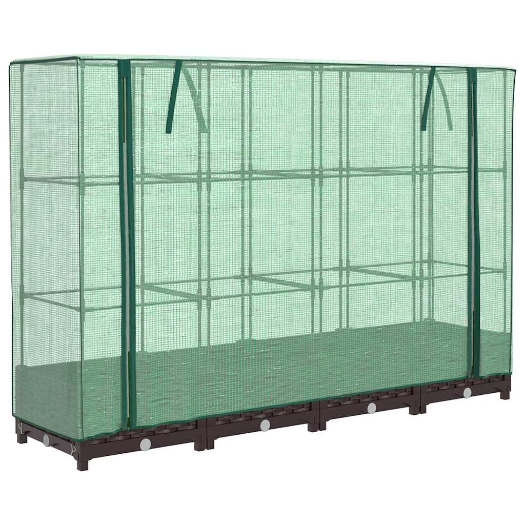 Vidaxx jardinière surélevée avec couverture de serre 160x40x123 cm aspect rotin