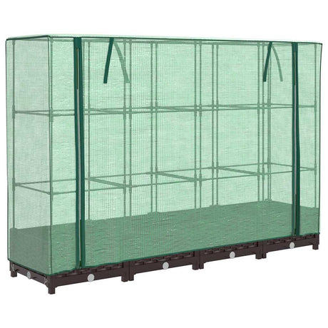 Vidaxx jardinière surélevée avec couverture de serre 160x40x123 cm aspect rotin